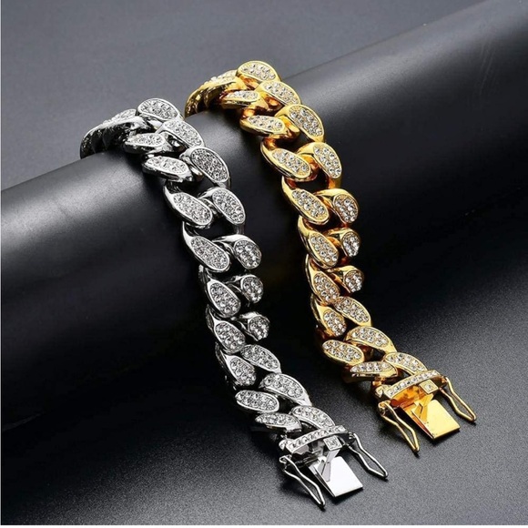 New Men’s Iced Out CZ Diamond Link Chain Bracelet - Picture 4 of 10